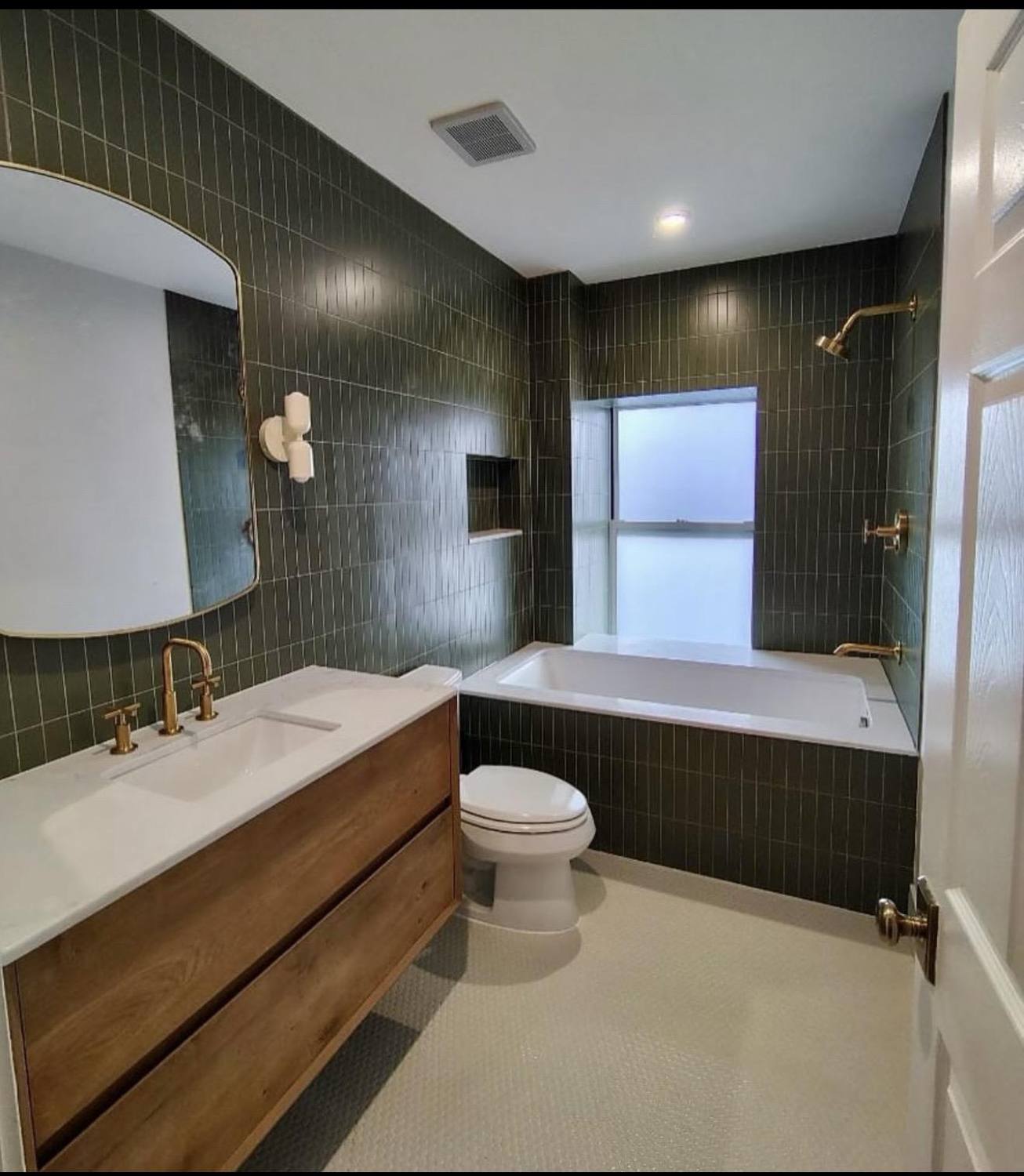 Blue tile bathroom